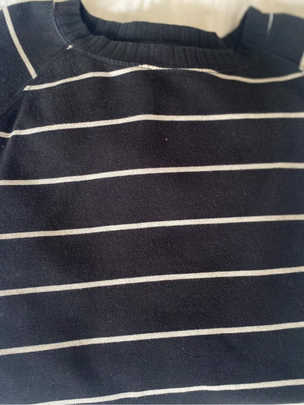 Maurices Black Crewneck Sweater with White Pinstripes